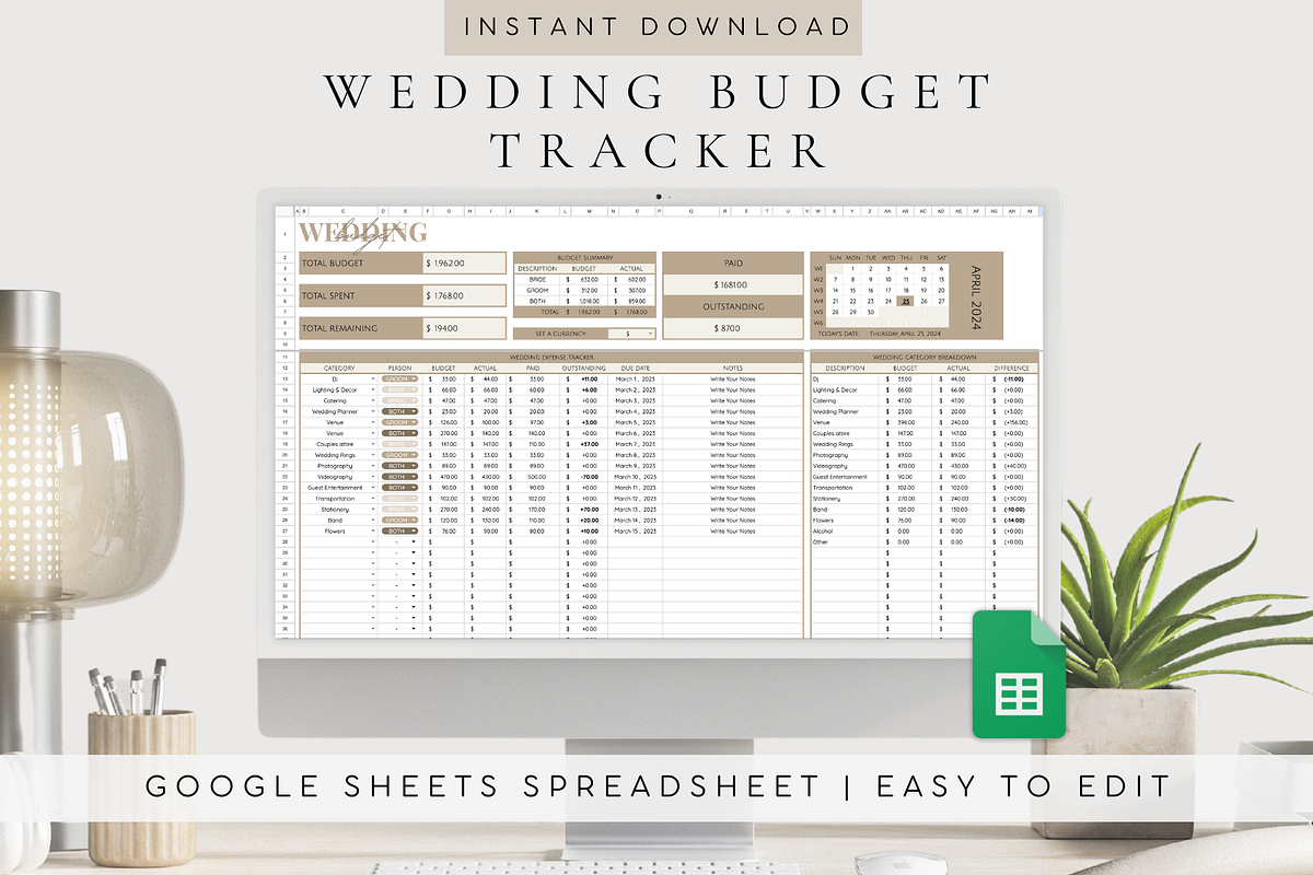 Wedding Budget Template 2024, a Templates & Theme by BRANDcontent (Photo 1 of 6)