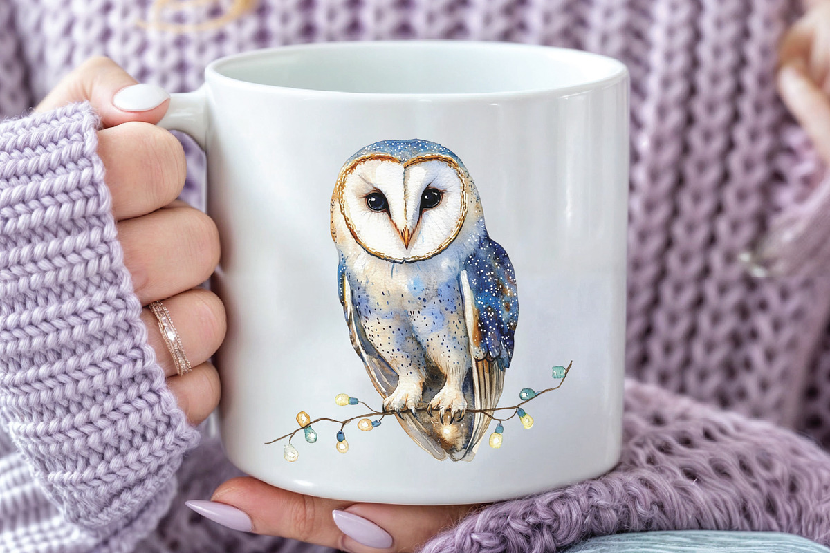 Christmas Barn Owl Clipart, an Illustration by CraftArtStudio (Photo 5 of 6)