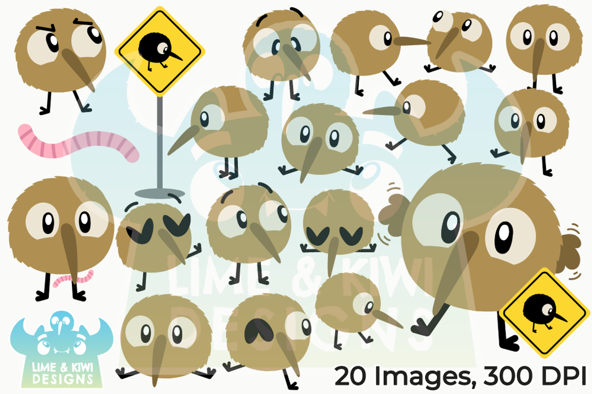 Kiwi Birds Clipart, an Animal Illustration by Lime & Kiwi Designs (Photo 2 of 2)