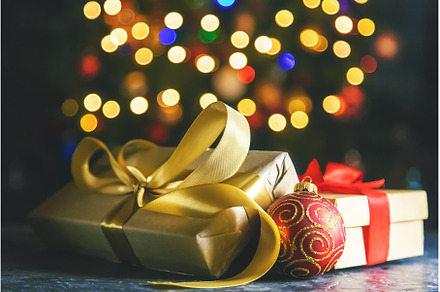 Christmas background with gifts, a Holiday Photo by yanadjana