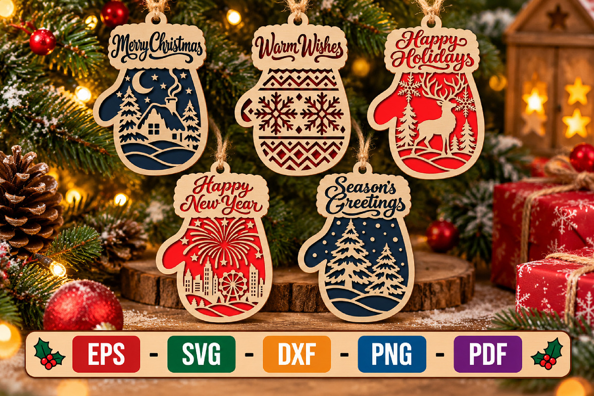 Christmas Mitten SVG Bundle, Laser, an Object Graphic by Libby Wishes (Photo 2 of 3)