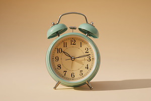 Centered vintage alarm clock, a Background Photo by Virgo Studio