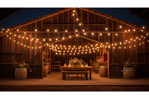 barn string of lights ai generated, a Holiday Photo by pikepicture