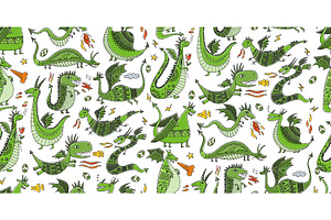 Funny Dragons family, seamless