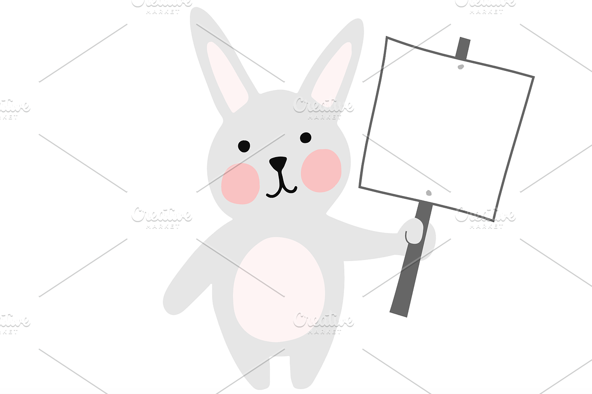 Rabbits with Signs Illustration Set, an Animal Illustration by Illustrations by Jessie (Photo 4 of 5)