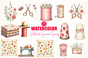 Watercolor Summer Sewing Clipart, an Illustration by CrexoraLab (Thumbnail 5 of 5)