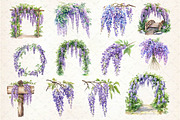 Watercolor Wisteria Garden Clipart, an Illustration by Dream Creation (Thumbnail 2 of 4)