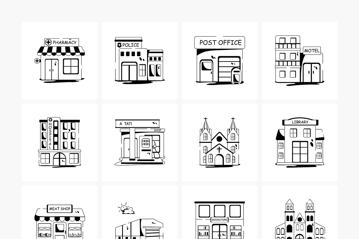 Flat Buildings Icons, a Duotone Icon by Prosymbols (Photo 7 of 8)