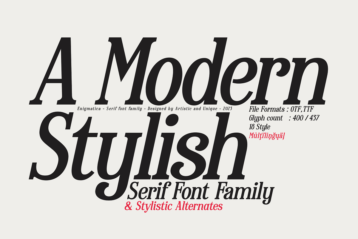 Enigmatica - Serif font family, a Serif Font by Artistic & Unique (Photo 5 of 15)