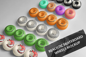 Realistic Skateboard Wheels Mockup