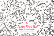 Peach Fruit Tea Clipart Line Art, a Food Illustration by TitaLivingArt (Thumbnail 1 of 9)