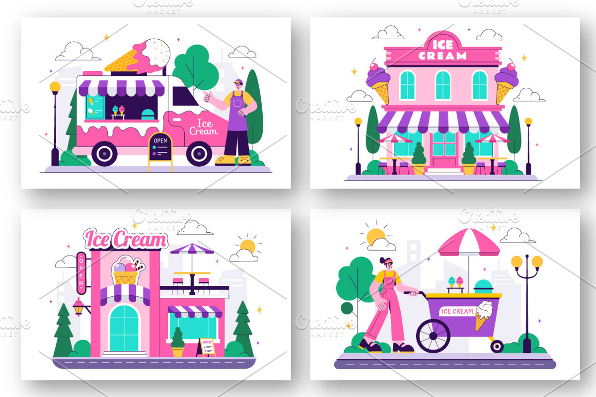 10 Ice Cream Store Illustration, a Food Illustration by denayunebgt (Photo 3 of 4)