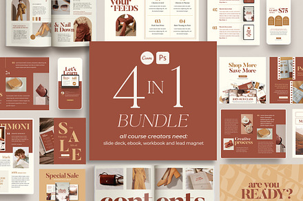 SALE 4 in 1 Bundle for Creator CANVA, a Magazine Template by Eviory