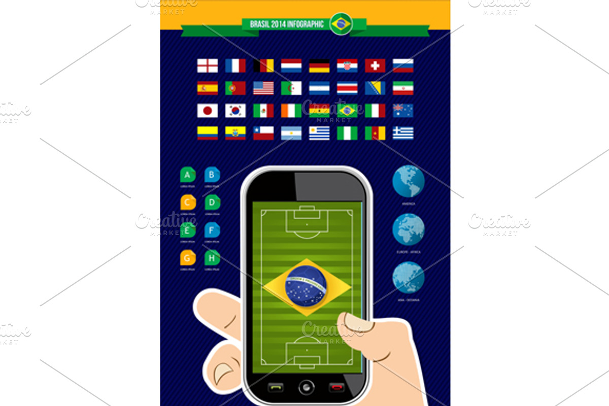 Hand with Brazil soccer app, a Presentation Template by Cienpies Design (Photo 2 of 2)