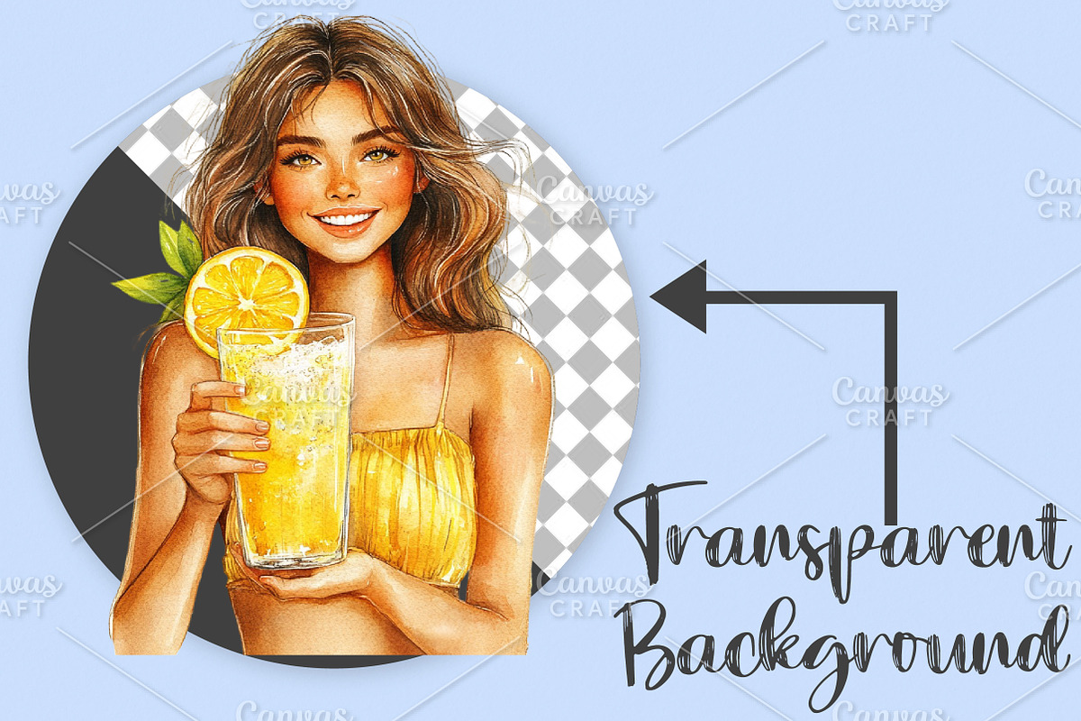 Watercolor Summer Girl Clipart PNG, an Illustration by Canvas Craft (Photo 2 of 7)