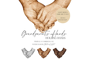 Grandparents Holding Hands Family, a Person Illustration by EkaterinaViArt