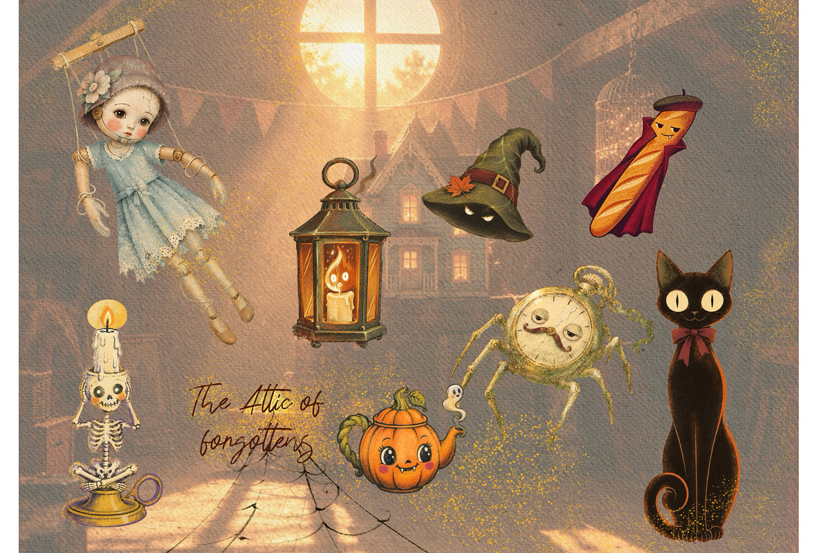 Autumn halloween stickers vintage, a Decorative Illustration by Edith’s World (Photo 2 of 7)