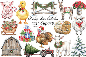 Christmas Farm Clipart Collection, an Illustration by Creative Art