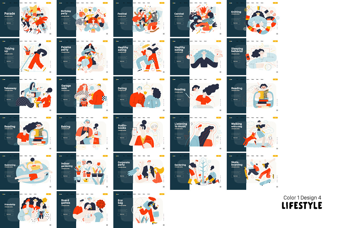 Lifestyle vector ills, color 1, a Templates & Theme by Grivina's shop (Photo 15 of 18)