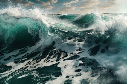 Illustration of ocean waves. Generative AI, a Nature Photo by AlyaAnd