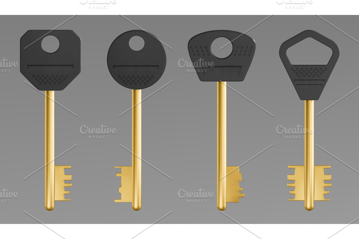 Golden skeleton keys set isolated on, an Object Illustration by art PVP - market
