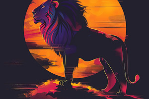 Majestic Lion Silhouette Sunset, an Animal Photo by Ales Munt