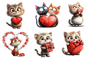 Valentine's Cute Cat Clipart, an Illustration by Dream Creation (Thumbnail 4 of 5)