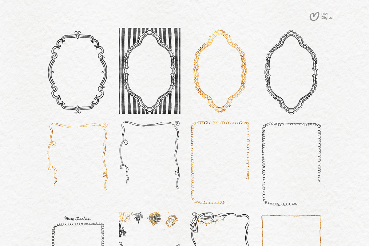 Vintage Golden Christmas Bundle PNG, a Graphic by ollalya (Photo 3 of 9)