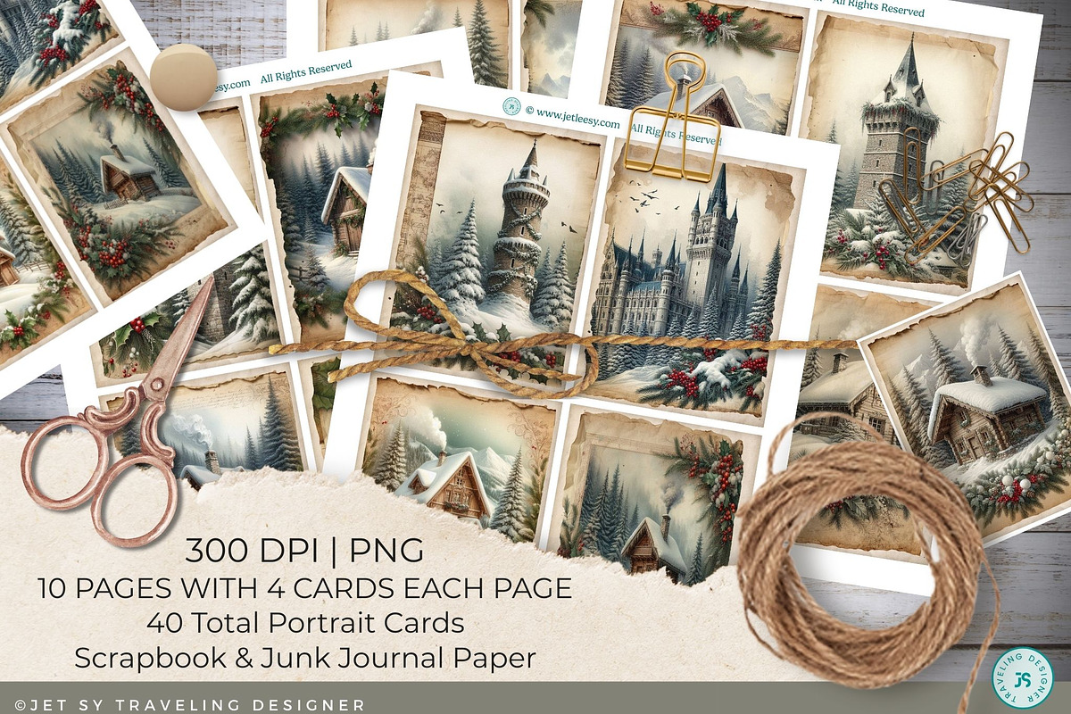 Whimsical Christmas Cottage Cards, a Background Graphic by Traveling Designer (Photo 2 of 3)