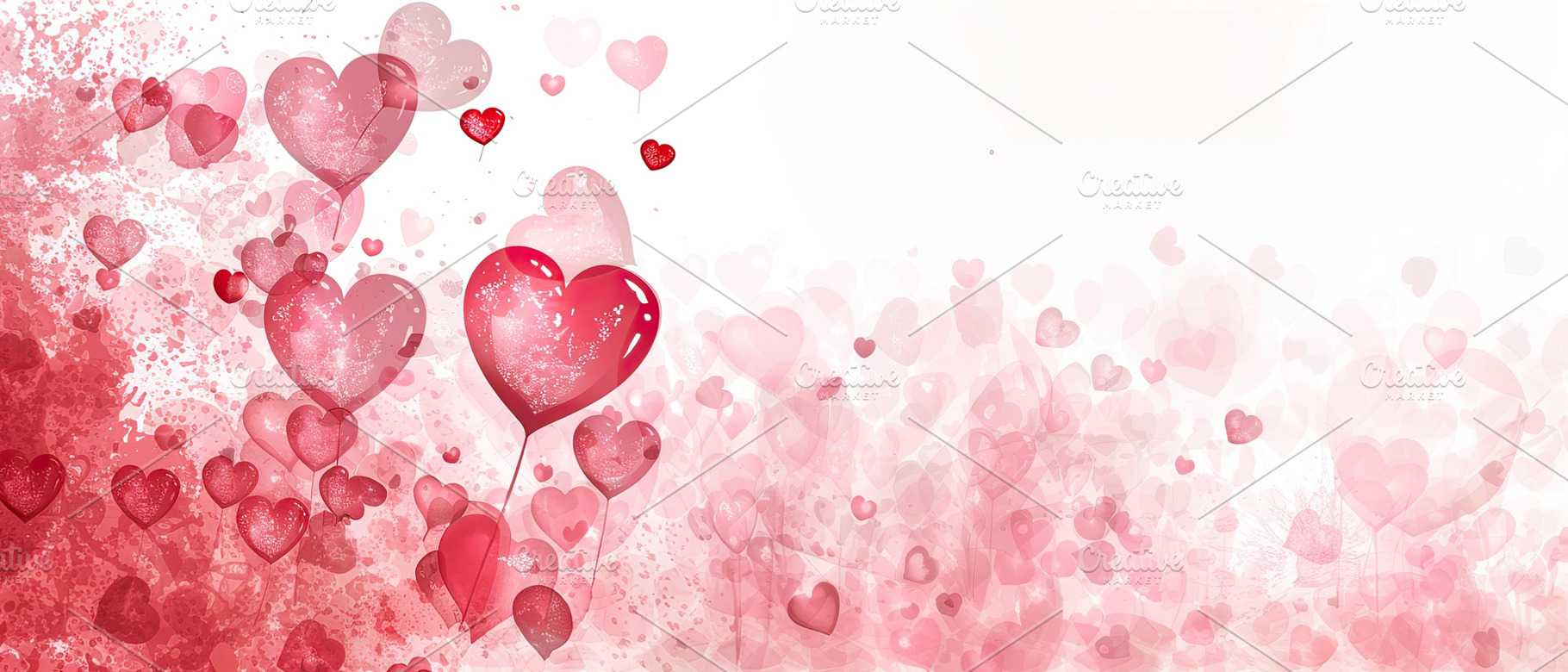 Array of red and pink hearts on a lu, a Photo by LOGOCREATIVE