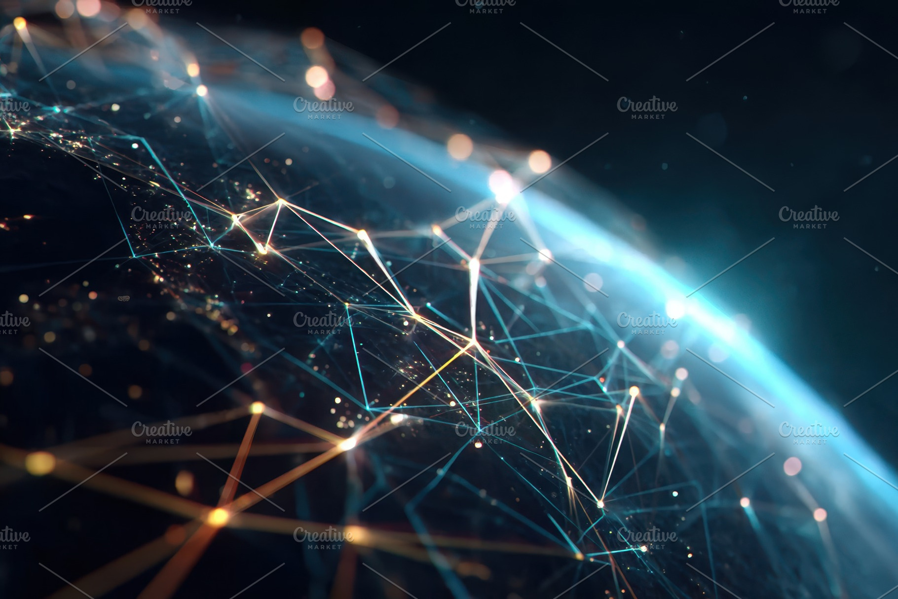 Digital network connections over glowing earth edge, a Technology Photo by AlyaAnd