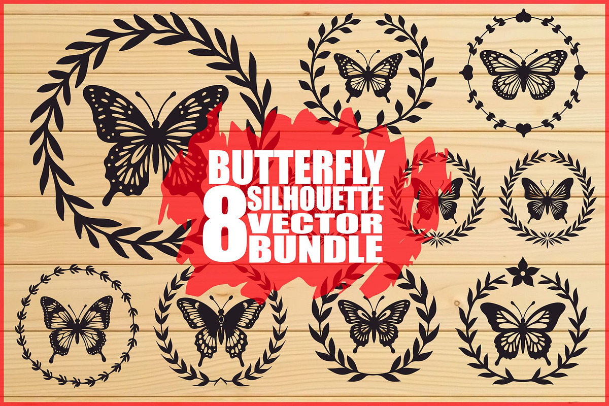 Butterfly Wreath Clipart Bundle, an Illustration by Artivon (Photo 1 of 9)