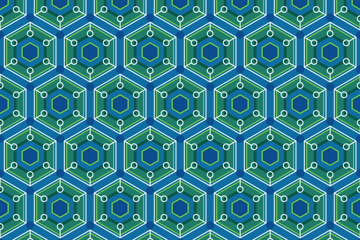 Geometric Hexagon Tech Pattern, a Pattern Graphic by Mightyfire