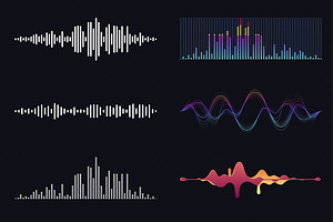 Glowing Sound Waves Visualizer Set