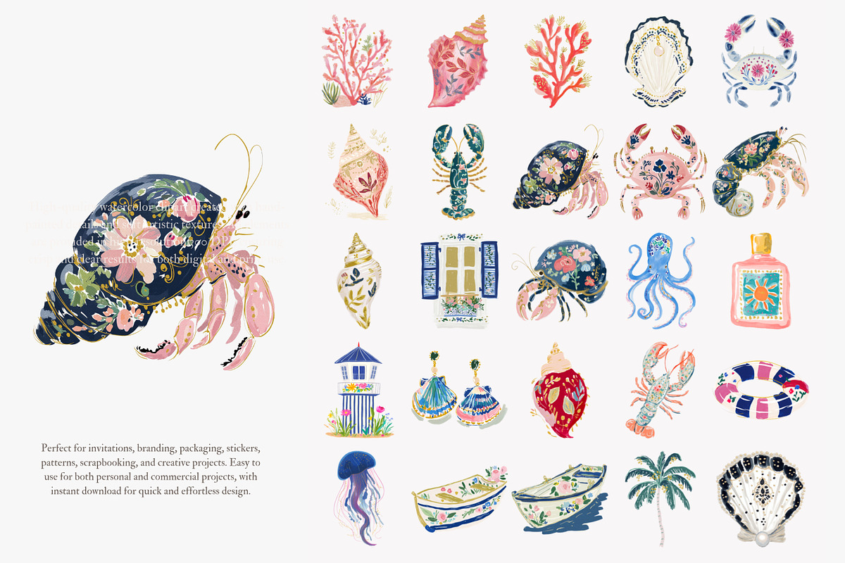 Preppy coastal clipart png set, a Decorative Illustration by Patishop Art (Photo 9 of 12)