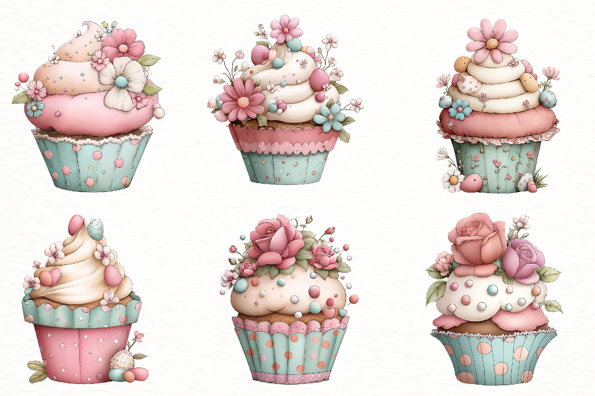 Spring cupcake clipart, an Illustration by Designworld (Photo 2 of 5)
