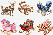 Christmas Sleigh Sublimation Clipart, an Illustration by Black Bird Studio (Thumbnail 5 of 6)