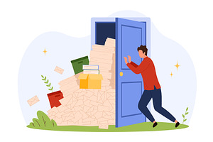 Overwhelmed closing door full, a Finance Illustration by Flashvector