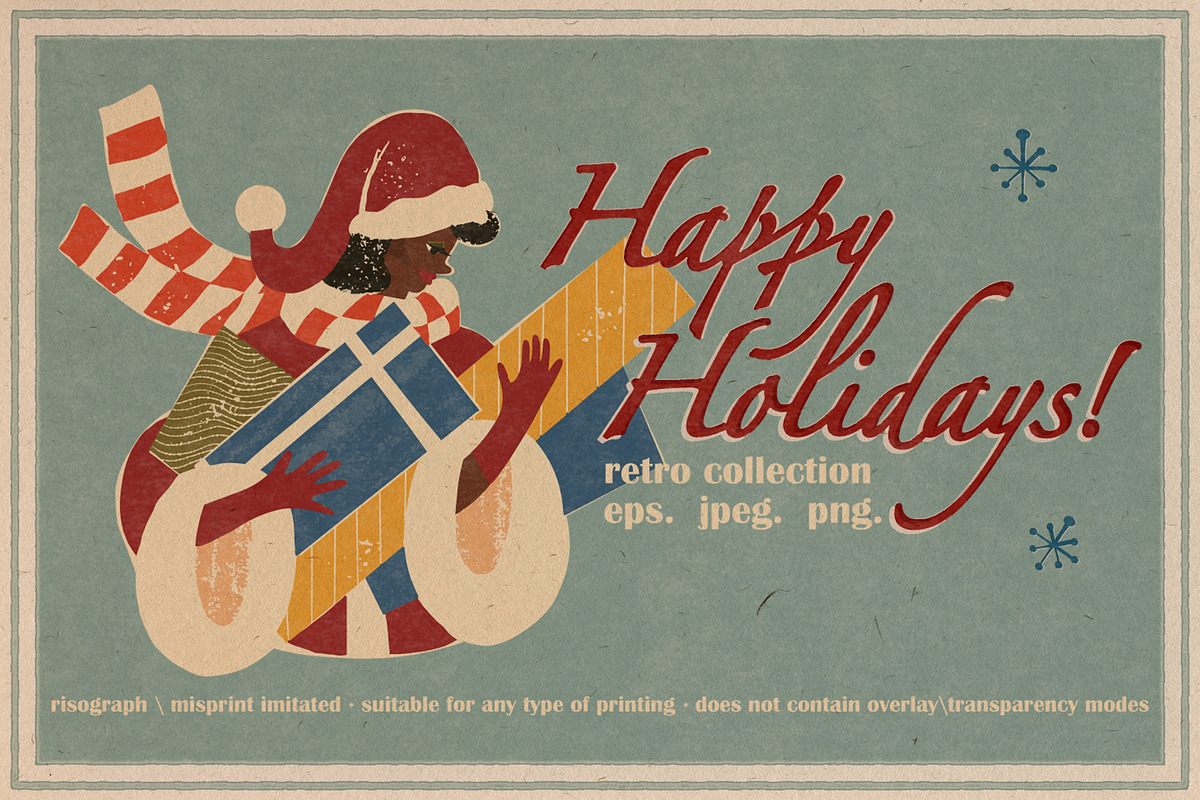Happy Holidays set: retro edition, a Decorative Illustration by Paper Cherry (Photo 1 of 21)