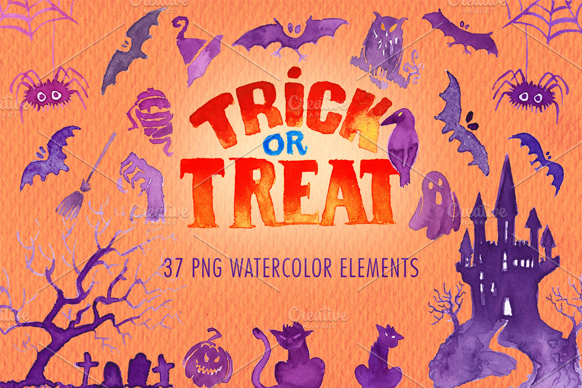 HALLOWEEN WATERCOLOR CLIPART, an Illustration by Art & Things (Photo 2 of 4)