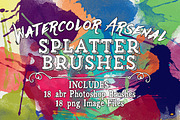 Watercolor Arsenal Splatter Brushes, a Brush Add-On by Clikchic Designs (Thumbnail 1 of 4)