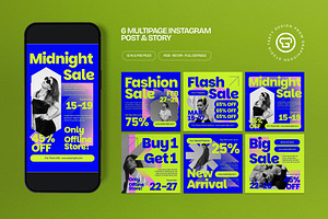 Blue Fashion Sale Instagram Set, a Social Media Template by graphicook