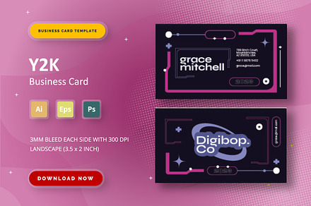Y2K - Business Card, a Business Card Template by StreaksideStd