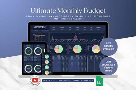 Ultimate Monthly Budget - Darkmode, a Templates & Theme by The Creative Plans co