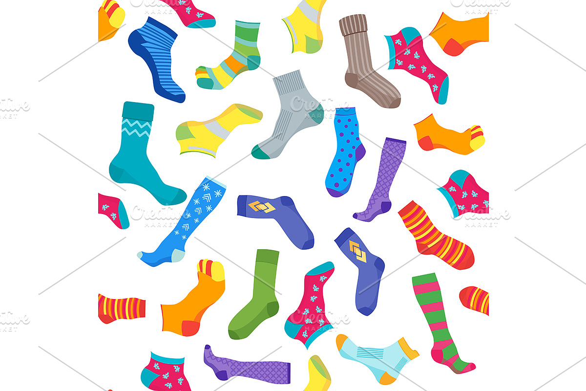 Colorful Fun Socks Set. Vector, an Object Graphic by Bigmouse_art