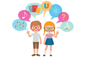Two school pupils girl and boy