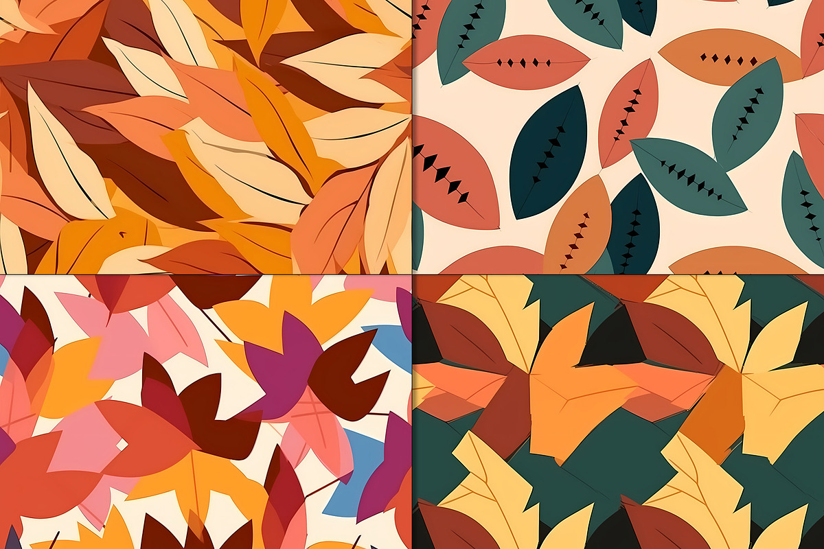20 Seamless Autumn Leaves Patterns, a Pattern Graphic by Nordic Design (Photo 6 of 9)