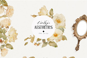 Vintage Aesthetic-watercolor Flowers