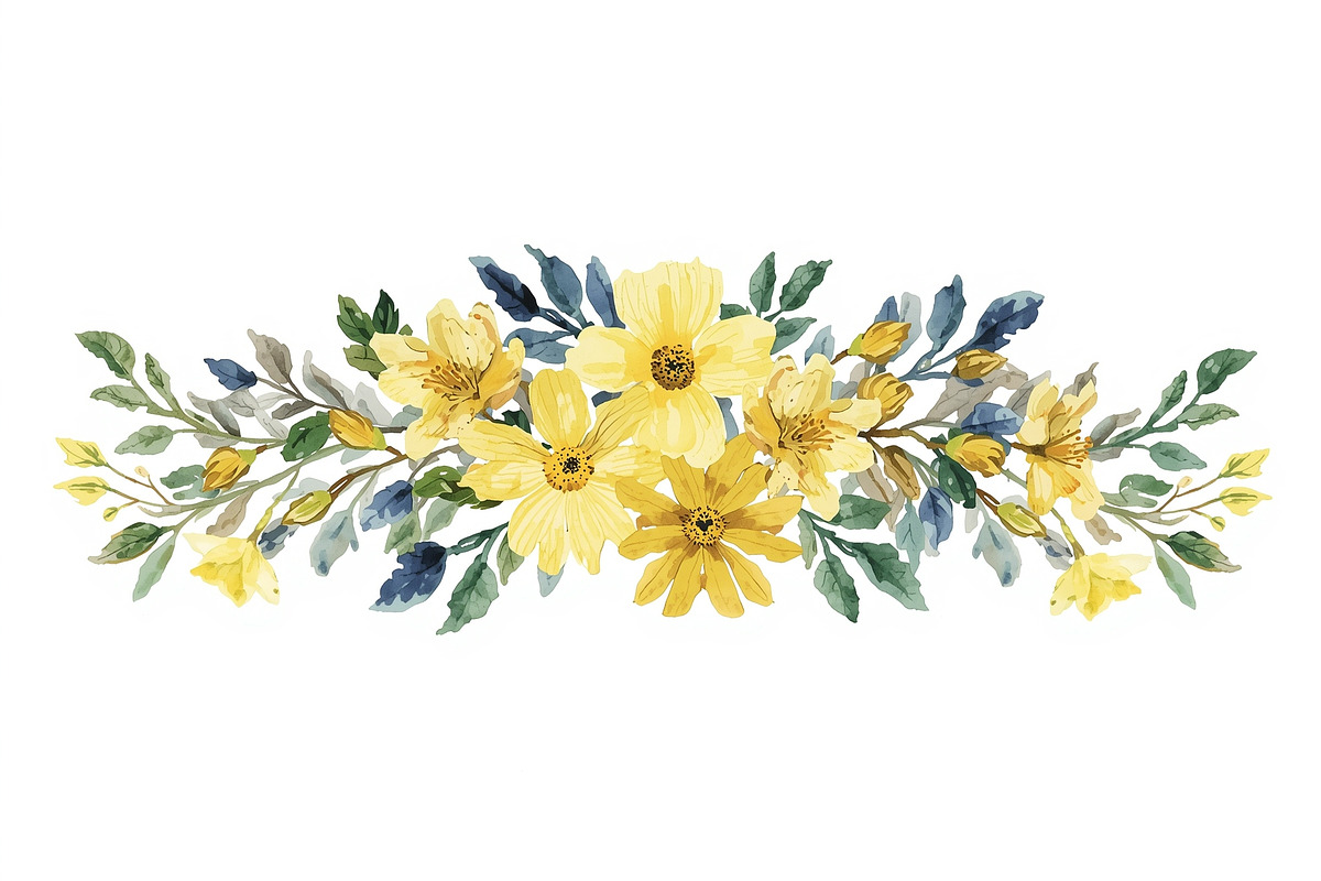 Sunny Yellow Floral Set, an Illustration by Designs_River (Photo 8 of 11)