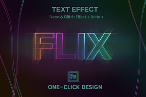 Neon Glow & Glitch Effects Photoshop, an Action Add-On by Alexiva